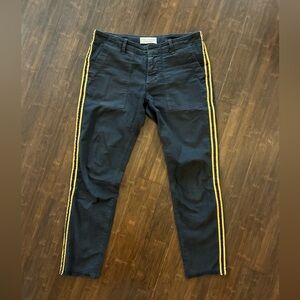 Nili Lotan Jenna Black Pants with Yellow/Black Ribbon Stripe, Size 2